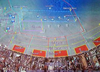 Proposed buoy areas for swimming, banana boats, jet-skis and parachuting in Pattaya Bay.