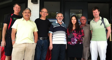 Roslin poses with PCEC Members Polo, Al, & Paul and Les, and her father David Russell (with beard) and husband Andrew, following the meeting.