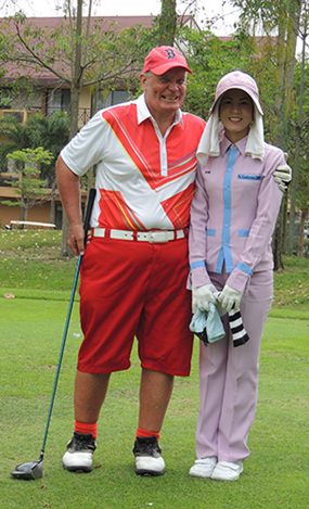 Bob Lindborg, looking very dapper, with his lovely caddie.