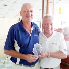 Bob Newell (left) picked up second place in the DeVere monthly trophy.