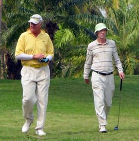 Jeff & Jonathan cruising the fairway.