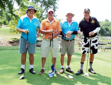 Barney, Roachy Capt Bob and Rosco on the tee at Panorama.