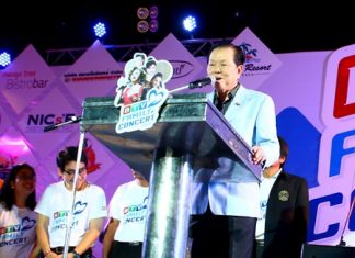 Ja R-Siam & Jennifer Kim star at BTV Family Concert Former local MP Sansak Jaroon Ngampichet presides over the opening of BTV’s Family Concert 2014 at the Eastern National Sports Training Center, Soi Chaiyapruek 2 on May 10.