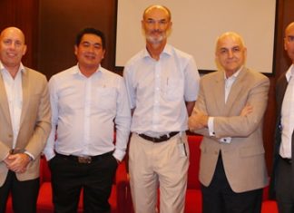 (L to R) David Chuter, Rakchart Khuanha, Dr. Dirk Janovsky, Tom Sorensen, and Laurent Ferry.