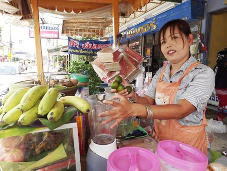 Somjai Pikulthong, a beverage and fruit juice vendor in Central Pattaya, says wholesale prices for fruit have gone up, some almost double.