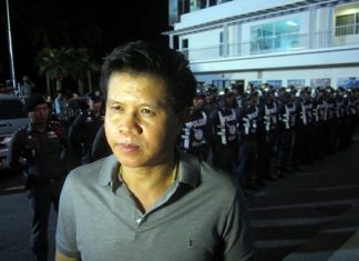 Superintendent Supachai Puikaewkam dispatches officers for patrols May 1.