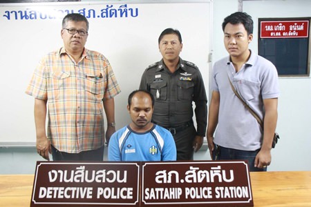 Noppol Bunsai (seated) has been arrested for allegedly raping his grandmother.