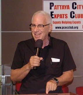 MC Richard Silverberg opens the April 27 Pattaya City Expats Club meeting by inviting new visitors to introduce themselves.