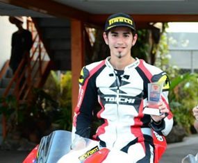 Ben Fortt, all smiles after taking first place on Pirelli Academy Race Day at the Bira International Circuit in Pattaya, Sunday, May 11.