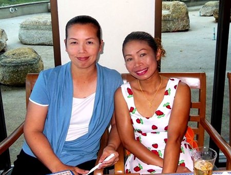 Ladies long drive winner Orn with a friend.