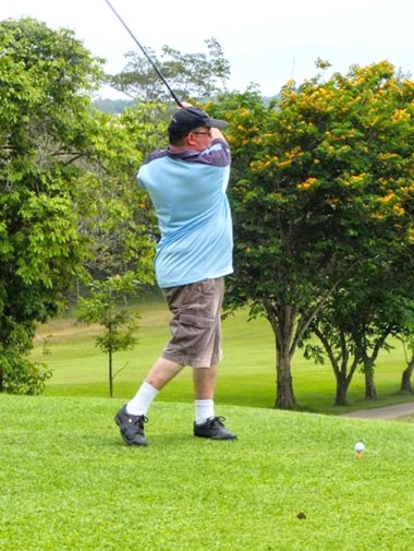 Jack Levy shows off the form that won him the tournament.
