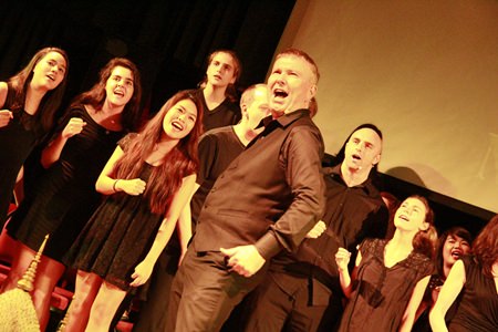 Drama teacher, Mike Thomas leads from the front.