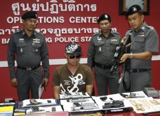 Damrongsak Rakyat is arrested for allegedly possessing a cache of weapons, as well as undisclosed human-trafficking charges.