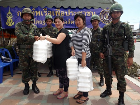 People brought food and drinks to give the officers as support and to say thanks.