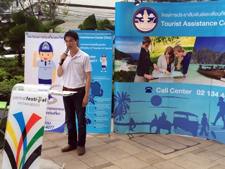 Weerawut Tapinta, director of the Bureau for Prevention of Tourist Fraud, advises tourists about the possible dangers after dark in Pattaya.