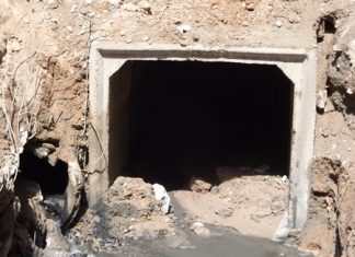 The size difference between the old pipe (left) and the new pipe, which is at least 4-times larger.