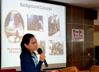Pensiri Panyarachun, managing director of Absolute Living, gives the PCEC background information on the facilities offered for seniors and those in need of care at Long Lake Hillside Resort.