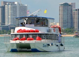 The Catamaran Ice Cruise awaits its passengers off the Bali Hai Pier in South Pattaya.