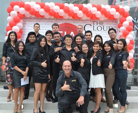 The Cloud sales team and management welcome prospective customers to the project’s newly opened showroom.