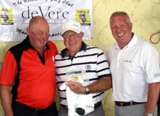 Aylott claims deVere monthly trophy deVere monthly trophy winner John Aylott (center) with Bob Philp (left) and Brian Chapman.
