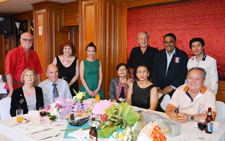 Many respected local personalities graced the PSC summer party this year (l-r) Horst Mueller, Margret and Otmar Deter (Rotary e-Club Dolphin Pattaya International), Elfi Seitz (Pattaya Blatt), Praichit Jetpai (President YWCA Bangkok-Pattaya Chapter), Sopin Thappajug (MD Diana Group & PSCA Registered Committee Member), Nittaya Patimasongkroh (PSCA Registered Committee Member), William Macey (PSC Charity Chairman), Peter Malhotra, Satienpong Kamnon (President Rotary Club of Pattaya) and Premprecha Dibbayawan (Rotary Past District Governor & PSCA Registered Committee Member).