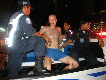 This unidentified drunk Russian was arrested for allegedly assaulting a pregnant woman, molesting another and then attacking police.