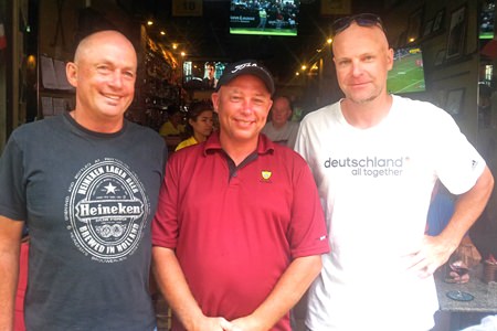 Monthly medal winner Gabriel Enright (center) with Phil & Mike.