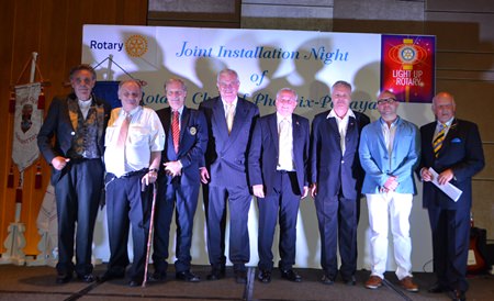 The new board of directors of the Rotary Club Phoenix Pattaya line up for a group photograph.