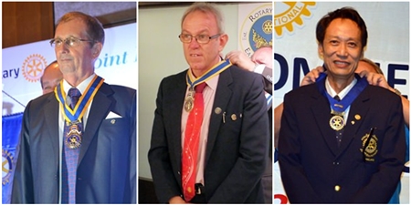 The newly installed presidents. (l-r) Joseph Roy (RC Pattaya Marina), Russell Iffland (RC Eastern Seaboard) and Vutikorn Kamolchote (RC Jomtien-Pattaya).