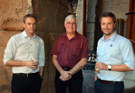 (L to R) Ken Brookes, Managing Director of the Niedax Thailand, Ltd., Frank Holzer, Director, ASEAN Manufacturing Finance of GM Thailand, and Marcus Magiar, General Manager of the Carl Zeiss Co., Ltd.