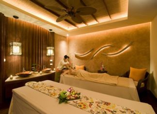 One of the luxurious treatment rooms at the spa.