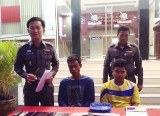 Naruebet Suthikaw and Thanatpol Thongtha, along with 5 underage teens, have been arrested for a string of gas station robberies.