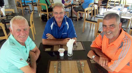 Ted Morris (left) celebrates with Mark West and Andre Van Dyk.