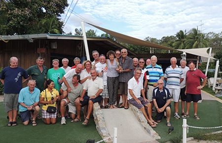 The Outback golfers gather for a group photo following the Barry Chadbourn memorial tournament.