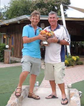 Tim & Alfie with Wednesday’s NAGA prize – an awful bowl of plastic fruit all the way from Spain.