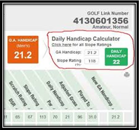 GOLF Link’s opening page - the key to GA’s handicap programme.