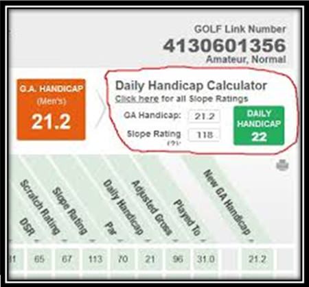 GOLF Link’s opening page - the key to GA’s handicap programme.