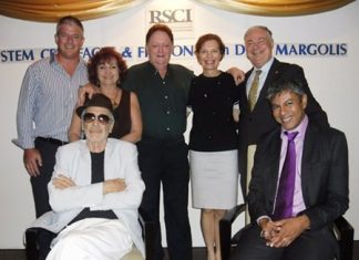 Group photo (front seated from left) guest speaker Don Margolis and Ragil Ratnam of Pure Growth Asia. (Standing from left) Antony Brown, Chartering Executive of Light House navigation, Elfi Seitz, executive editor of Pattaya Blatt, Allan Riddel, Linda Reay Amazon Colours and General Manager Eric Hallin.