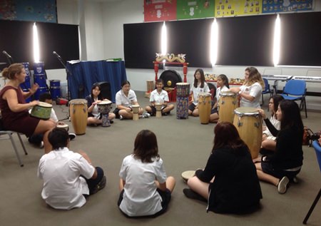 Music students enjoying the workshops during the day.