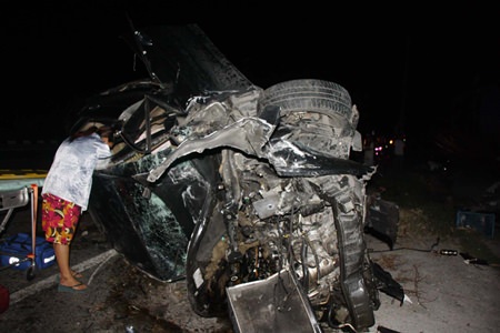 Speed kills - or in this case, maims, as the woman driving this car lost control when a tire burst.