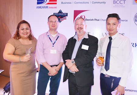 (L to R) Pichaya Nitikarn, PR Manager of the Amari Pattaya, Michael Berger, GM of Intergest Thailand, Ruairidh Watters and Kamolphop Suksamarn, Sales Manager of Nova Platinum Hotel.