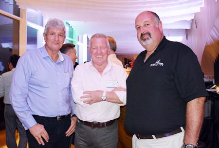 (L to R) Leigh Scott Kemmis, President of the AustCham, Brian Chapman, Associate Wealth Consultant Devere Group Thailand and Scott Finsten, Harbor Master of the Ocean Marina Yacht Club.