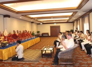Directors, management and staff celebrate the Pattaya Marriot Resort & Spa’s 36th anniversary with religious ceremonies and merit-making.