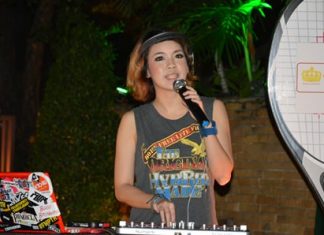 The DJ entertains the crowd with relaxing beats.