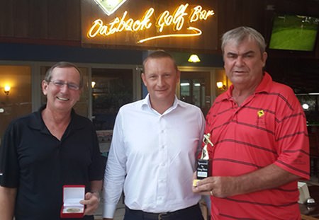 Mike Missler (left), low gross winner, with Greg Hirst from DeVere and Jack.