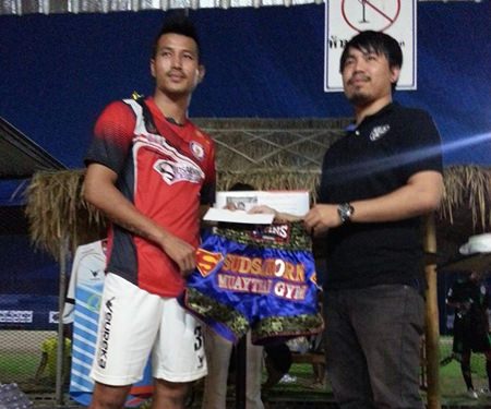 Thai fighter Sudsakhorn S. Klinmee attended the charity event, auctioning his boxing shorts.