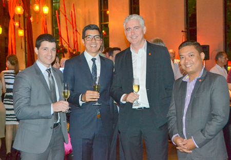 (L to R) Matteo Clini, brand wine executive for Independent Wine & Spirit (Thailand) Co., Ltd.; Guillaume Blanchard, Castello Banfi’s regional manager; Amari Pattaya GM Brendan Daly; and Thanakiti Saivichittree, Food & Beverage manager for Mantra restaurant.