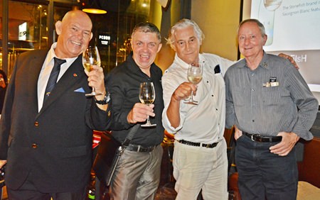 Rodney James Charman, Paul Strachan, Martin Van Bree and Dieter Precourt are enjoying the wine.