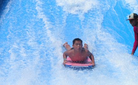 Tom Whatnall tackles the waves.