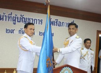 Rear Adm. Susheep Hwangmaitree assumes command of the Royal Thai Navy’s eastern region from Vice Adm. Veeraphan Sukkon